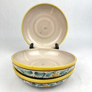 Vintage Hand Painted Italian Pottery Cereal Bowls Set of 3